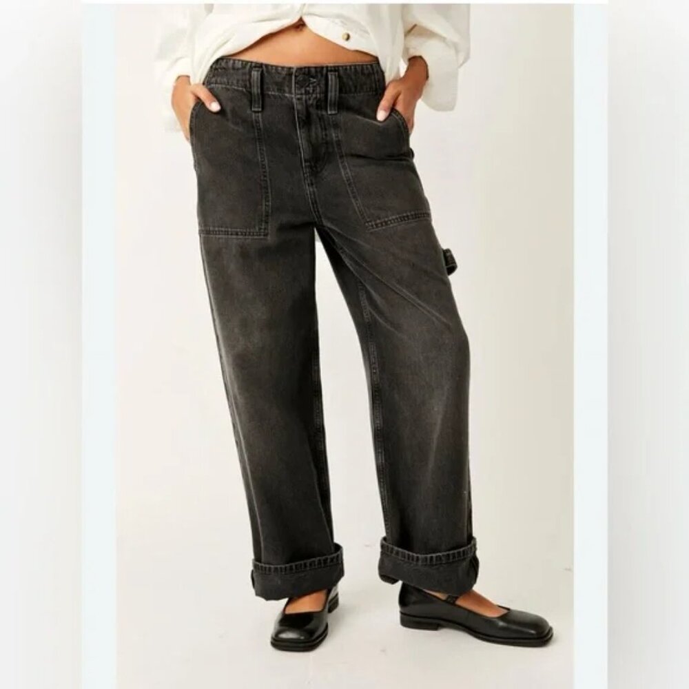 060 Free People We The Free Major Leagues Mid-Rise Cuffed Jeans Size 25 - Picture 3 of 6